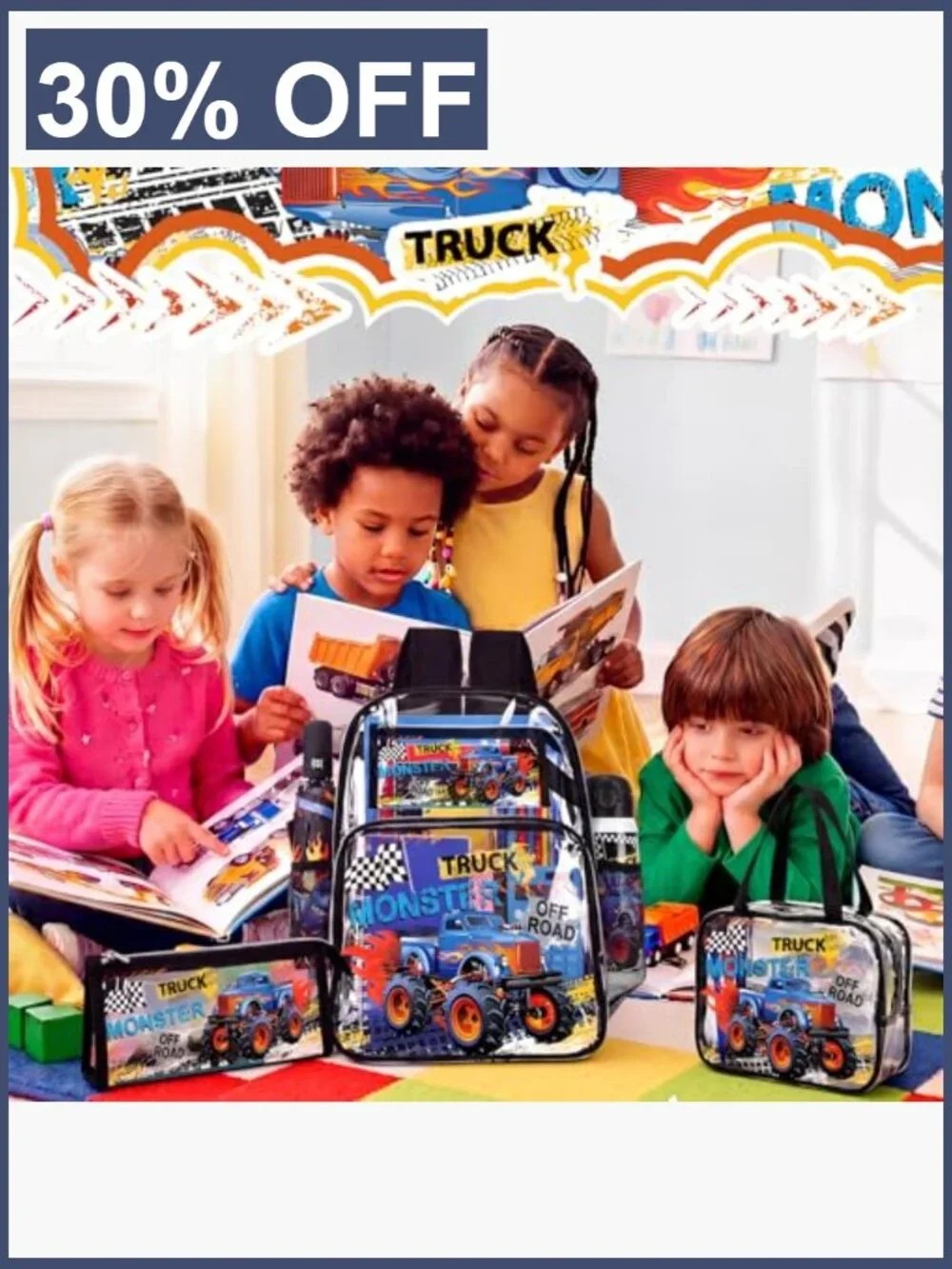 Heavy Duty Clear Backpack Set with Lunch Bag & Pencil Pouch
